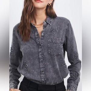 Rails Ingrid Shirt. Acid Wash Black Stars. XS